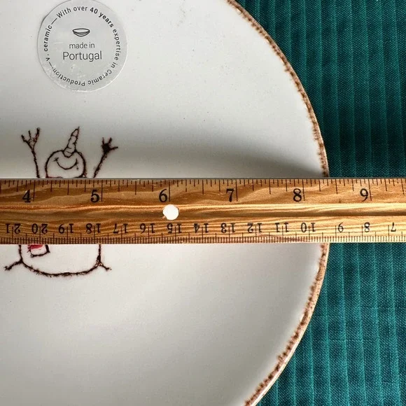 Made in Portugal Snowman Appetizer Plates Set of 2 White Red 8.25in Ceramic - Picture 8 of 8